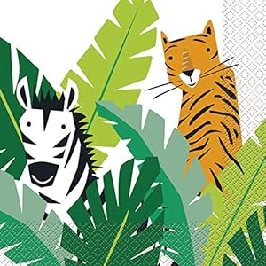 Papieren servetten – 16,5 cm – diersafari-party – verpakking van 16 stuks