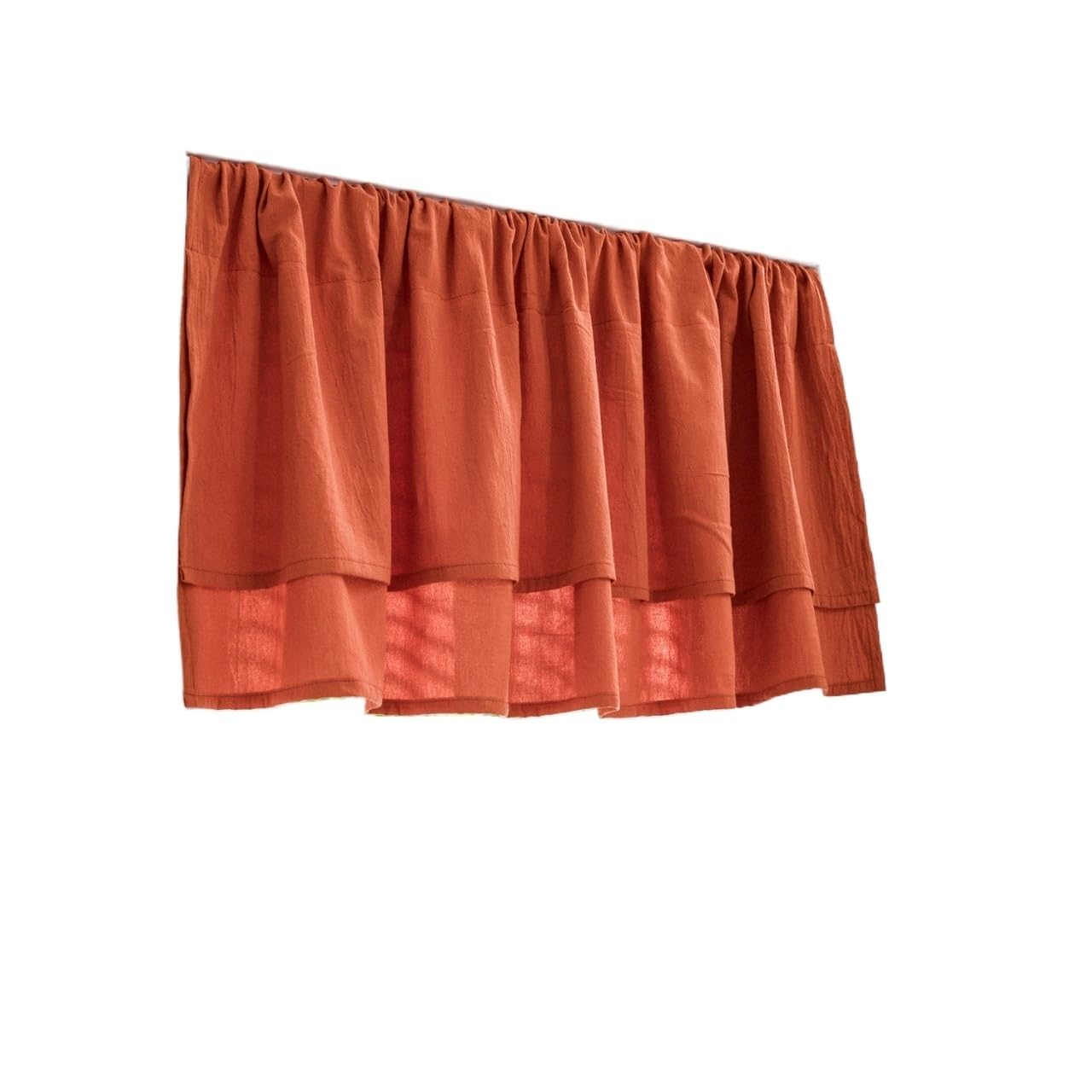 HEUchuan Cupboard Curtain Boho Kitchen Cotton Short Curtain,Light Filtering Cafe Curtains Valances,For Laundry Living Room And Decoration(Orange,ROD POCKET_135X90CM)