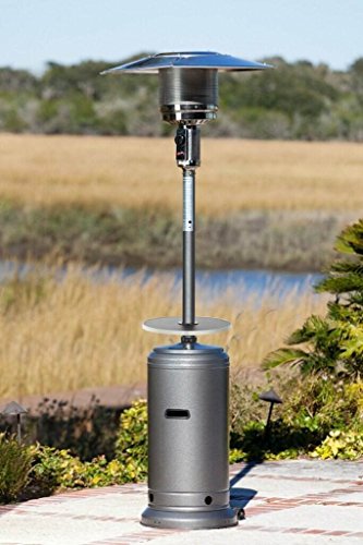 Golden Flame 46,000 BTU [XL-Series] Hammered Silver/Pewter Patio Heater w/Drink Table & Wheels (Propane) - Thumbnail 2