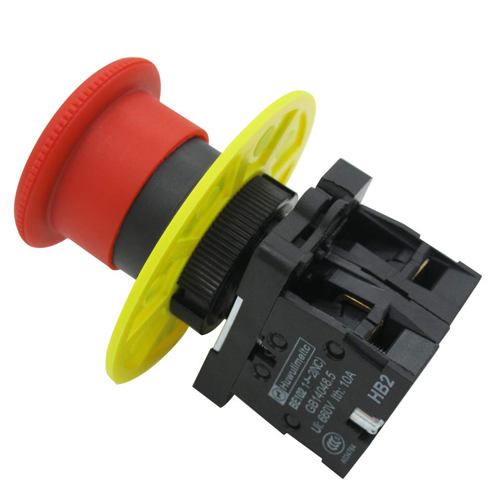 Snapklik.com : Mxuteuk 22mm 1NC 1NO Red Mushroom Emergency Stop Push ...