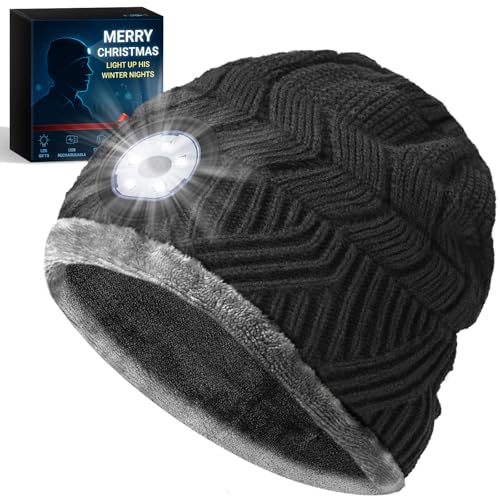 HIGHEVER LED Beanie Hat with Light: Christmas Stocking Stuffers for