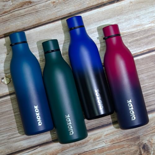 Image of BJPKPK Insulated Water Bottles, 25 oz Stainless Steel Metal Water Bottle with Strap, BPA Free Leak Proof Jugs, Mugs, Flasks, Reusable Thermal Flasks for Sports & Travel, Lake Blue