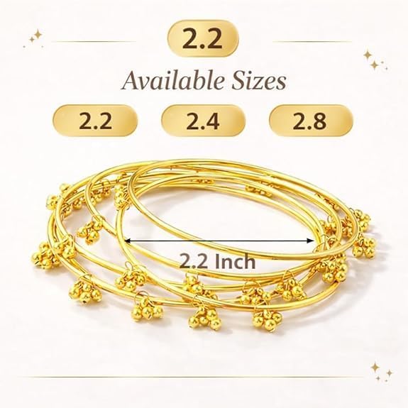 Image of Zaya Ethnic Wear Bangles Gold-Tone Alloy with Musical Ghungroo Charms | Women Fashionable Jewelry | Designer Bracelet Bangles For Girls | Viral Kashmiri Chudiya for Weddings, Festivals & Parties