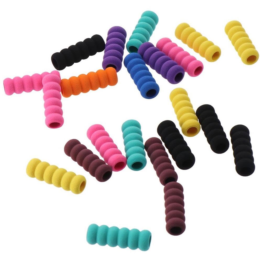 hobbyhub 60pcs Mixed Colors Soft Foam Pencil Grips,Random Colorful Painting Drill Pencil Pen Grippers for Drawing, Writing - Image 3