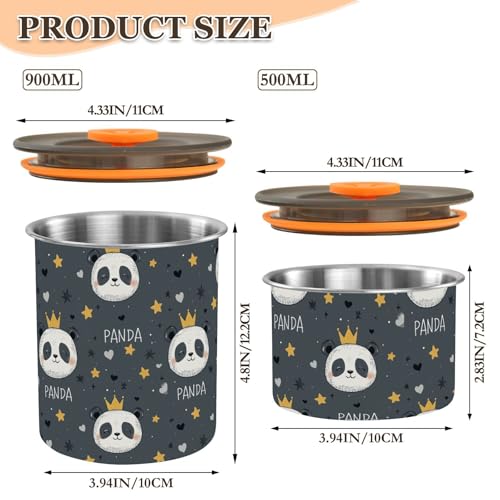 Contenedor para café color blanco con diseño de panda de acero inoxidable miniatura 3
