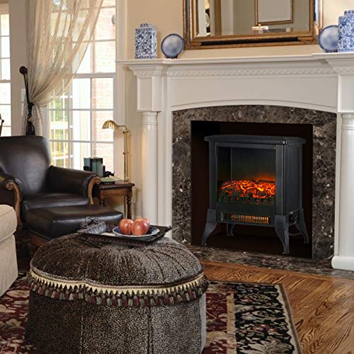 KINGSO Electric Fireplace Heater, 18 Inch Fireplace Heater with 3D Realistic Flame Effect, Indoor Electric Stove Heater, CSA Certified Overheating Safety Protection , Portable, 1400W