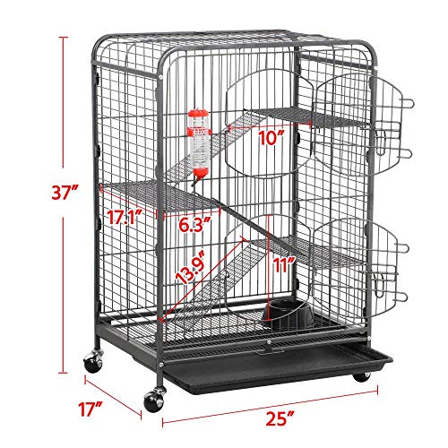 Yaheetech YT-00096605 37-Inch Metal Ferret Chinchilla Rabbit Guinea Pig Cage Small Animals House 4 Levels Indoor Outdoor Black thumb #2