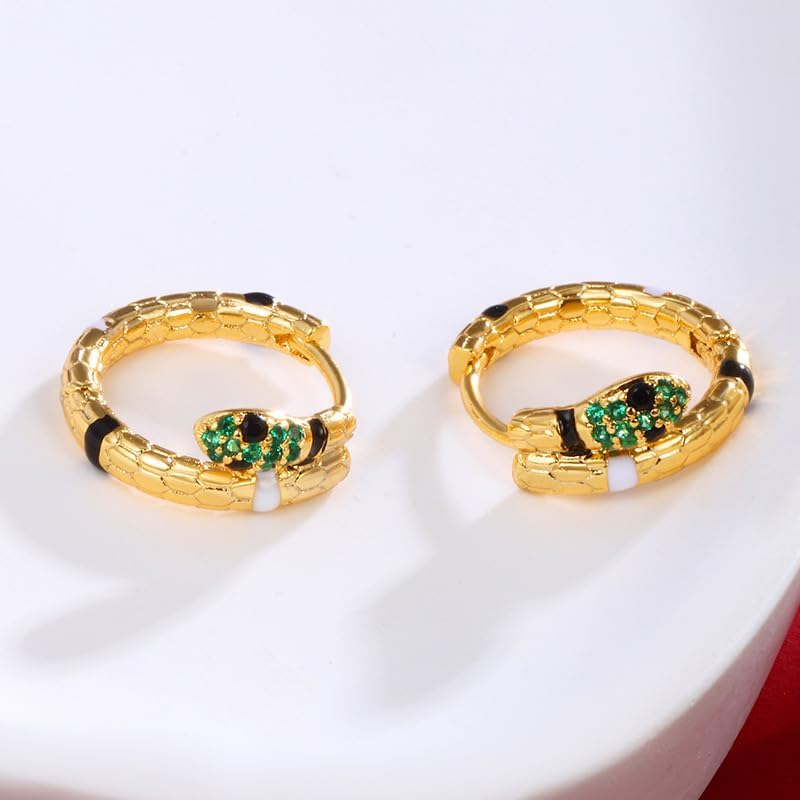 Dainty Gold Snake Earrings for Women 18K Gold Plated Hypoallergenic Snake Huggie Hoop Earrings Small Tiny Minimalist Snake Hoop Huggie Earrings Snake Jewelry - Image 4
