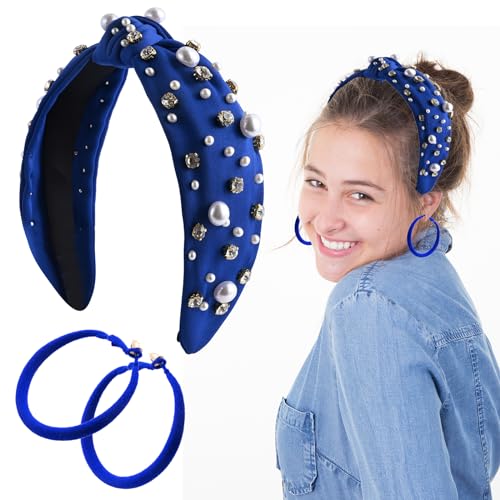 Bandeau noué avec perles grand nœud anti-glisse qui ne serre pas la tête pour femme