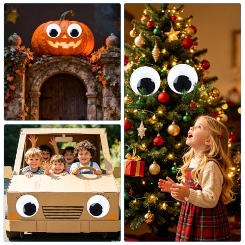 Googly Eyes Self Adhesive, 7 Inch Large Googly Eyes, 2Pcs Giant Wiggle Googly Eye, Fake Plastic Black White Big Sticky Eye Eyeball Stickers for Halloween Handmade DIY Crafts Christmas Tree Decoration - Image 7