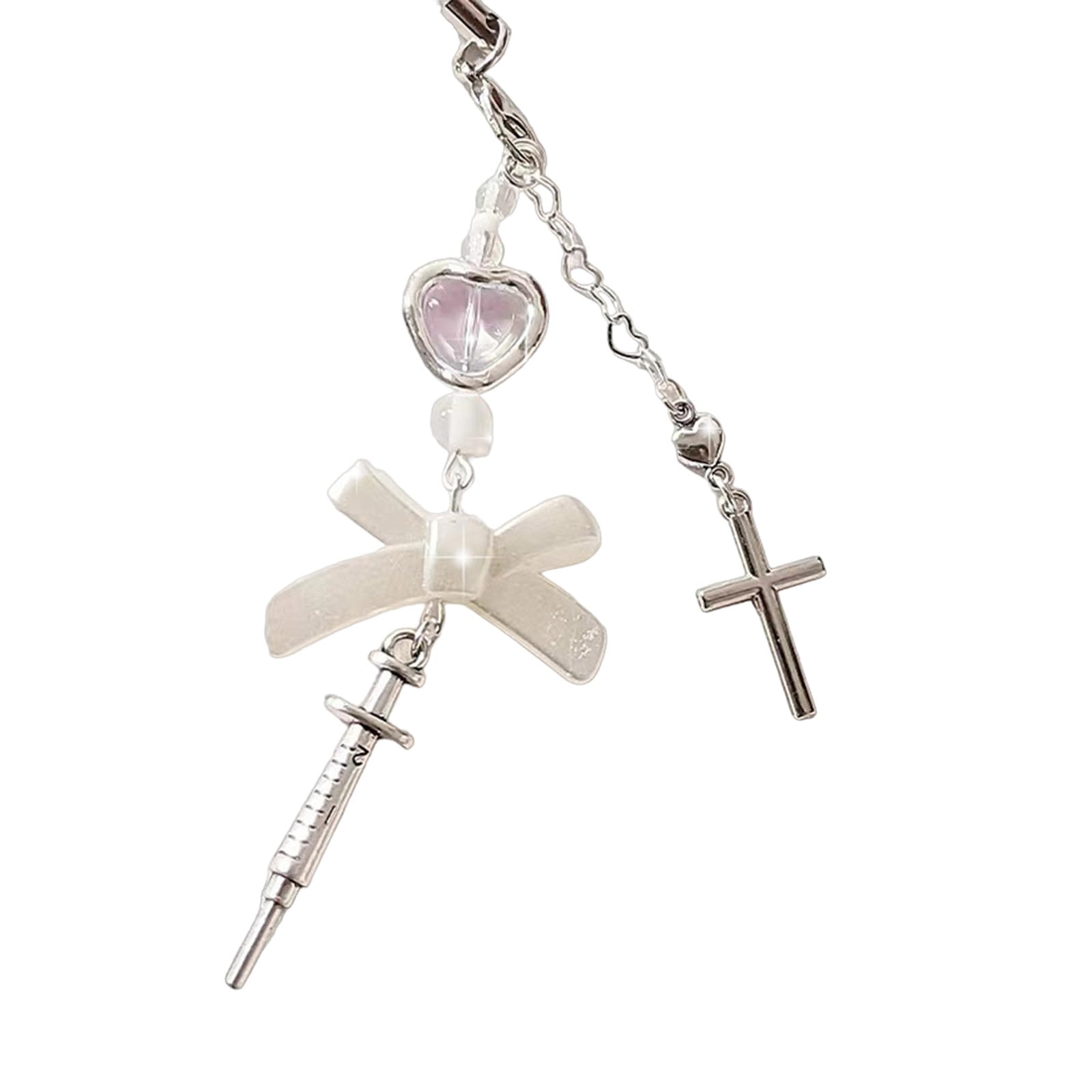LUOFENG Keychain Strap,Syringe Heart Cross Pendant Phone Charm Hanging Rope Phone Chain Strap Bag Decoration Lanyards Keychain Accessories