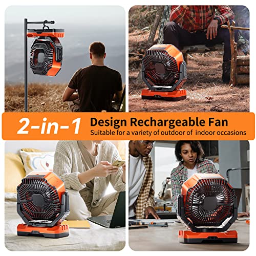 Camping Led Fan With Light, 40000Mah Rechargeable Battery Powered Outdoor Tent Fan With Light And Remote, 4 Speed, Personal Usb Desk Fan For Camping, Fishing,Power Outage,Hurricane, Worksite #TOP6