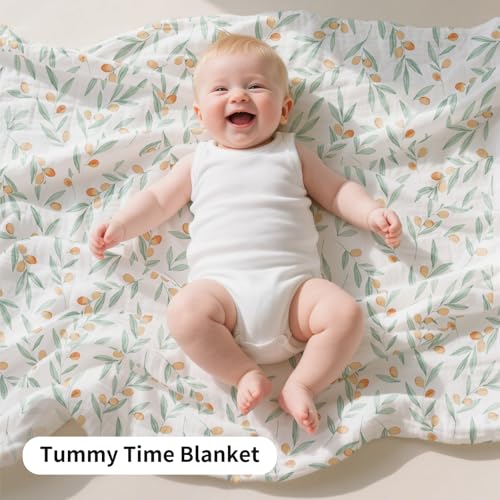 Image of Muslin Swaddle Blankets for Newborns,2 Pack Baby Boys Girls Receiving Blankets Large 43X47 Inches Muslin Burp Cloths,Breathable Soft Swaddle Wrap Baby Essentials(Fruit)