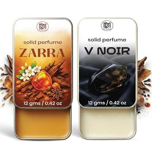 Image of Dr.Mashur Solid Perfume |zarra&V Noir Alcohol Free Wax Perfume Balm, Long Lasting | Pocket Tin 12g, Pack Of 2| Non Greasy Smooth Glide, Travel Friendly Men And Women