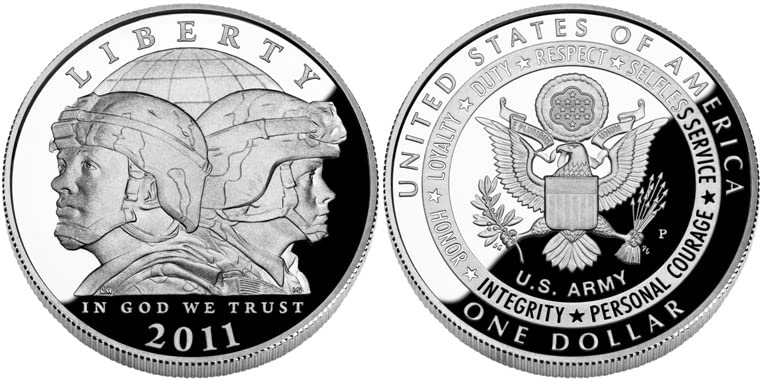 2011 P Commemorative Silver US Army Dollar Proof