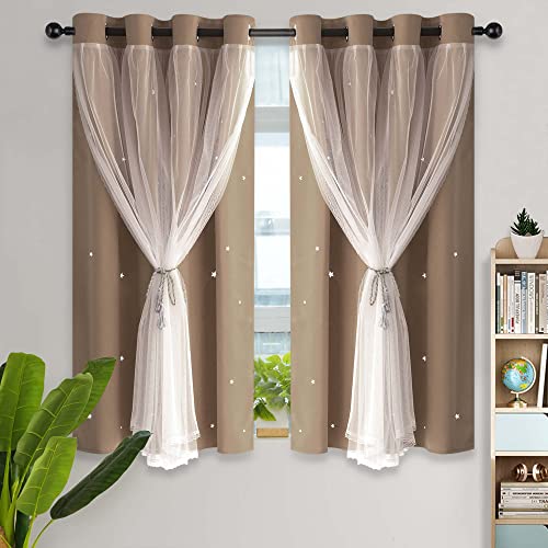 Kinryb Kids Blackout Curtains for Bedroom/Living Room/Classroom, Sheer Overlay Small