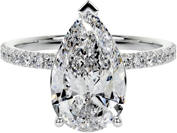 5-11 CT Moissanite Engagement Ring For Women10K 14K 18K Solid Gold & 925 Sterling Silver Solitaire Accent Moissanite Engagement Ring Valentine Gift For Women