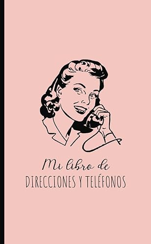 Mi Libro de Direcciones y Teléfonos Agenda de Contactos A-Z Cubierta Dama hablando por teléfono ilustración vintage color coral (Spanish Edition)