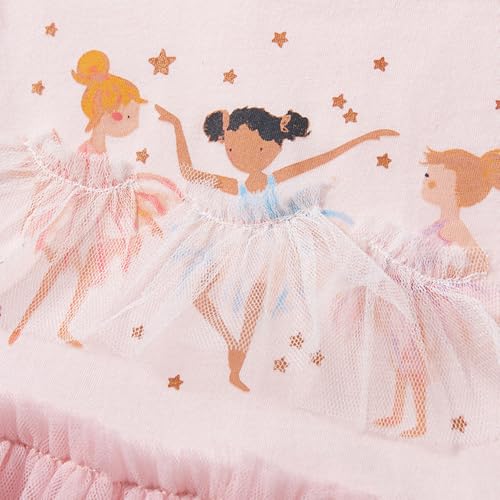 Image of Girls Cotton Long Sleeve Casual Cartoon Appliques Striped Jersey Dresses