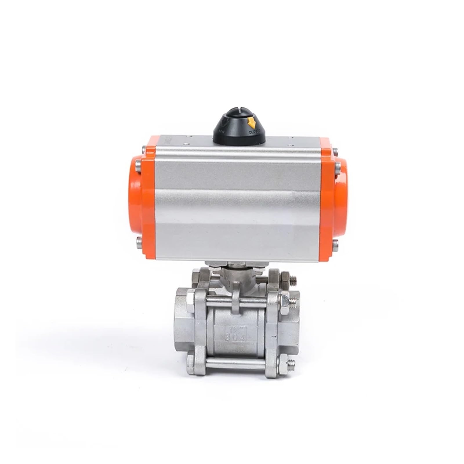 DN10 High Platform Pneumatic Ball Valve Three Piece 304 Stainless Steel Double Acting Cylinder High Temperature Resistant