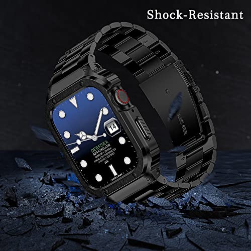 HASLFM Stainless Steel Straps with Case Compatible with Apple Watch 45mm Series 9 8 7 - Image 3