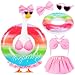 Gmurnai Porch Goose Summer Outfit, 23 Inch Hawaiian Bikini Costume, Accessories Include Bow, Sunglasses & Swim Ring, Fits Cement Goose Statue for Garden Patio Yard Outdoor Decor (Polka Dot)