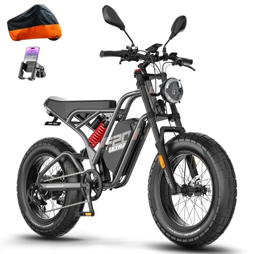 Fafrees F20 Ultra E Bike Elektrofahrrad, 48V 25Ah Akku, City E-Bike 20'*5.0 Dicke Reifen, EU-zugelassen (L1e-B), Fatbike Freins Hydrauliques, Mountainbike Reichweite 140Km, Traglast 130Kg (Grau)