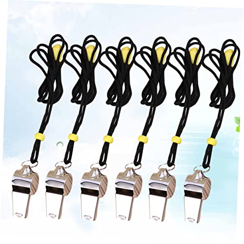 6 silbatos de acero inoxidable con cuerda para deportes miniatura 3