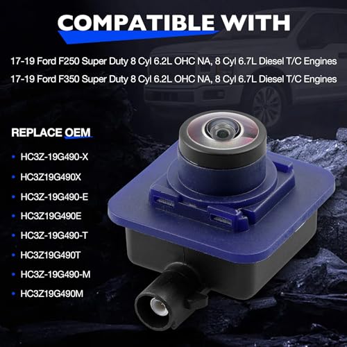 Image of Rear View Backup Camera Compatible with Ford F250 F350 Super Duty 2017 2018 2019, Reverse Back Up Camera Replace HC3Z-19G490-X HC3Z-19G490-E HC3Z-19G490-M, Plug Round Hole