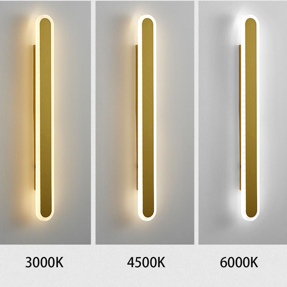 LED Wandleuchte Innen Hand Bewegungsmelder Wandlicht Dimmbar Akku Lange Wandlampe Kabellose Nachttischlampen 3 Farbmodi Wandbeleuchtung Up und Down Beleuchtung USB Aufladbare Leselampen Gold