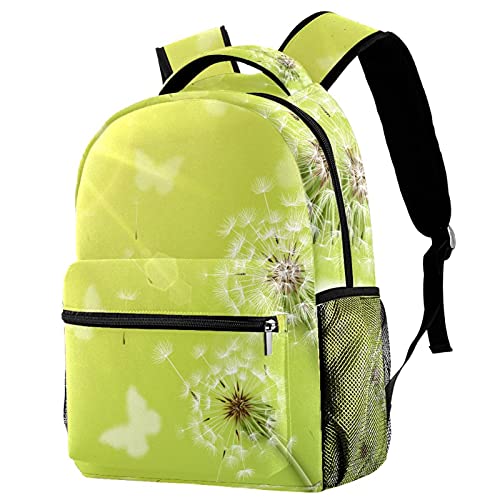 Sac à dos campus motif pissenlit avec porte-bouteille pour voyage scolaire enfants
