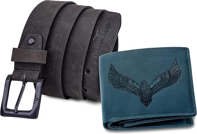 Urban Forest Zeus RFID Blocking Leather Wallet for Men, Vintage Blue/Grey, One Size, Vintage