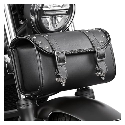 Sacoche universelle étanche cuir PU 4-5L pour guidon avant pochette rangement sissybar moto