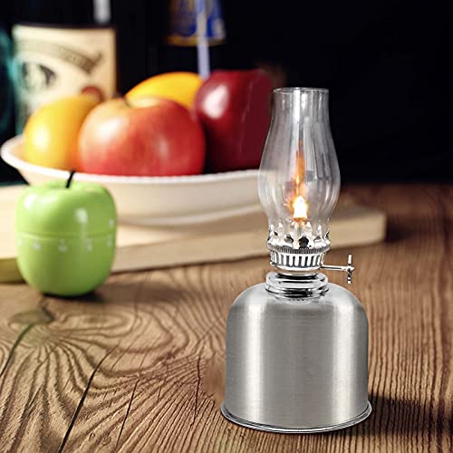 Oil Lamps For Indoor Use,Metal Kerosene Lamp With 3 Wicks(7-Inch/Pcs) And Tweezers,Vintage Hurricane Lantern For Home Emergency Lighting,Outdoor Use (Silver) #TOP3