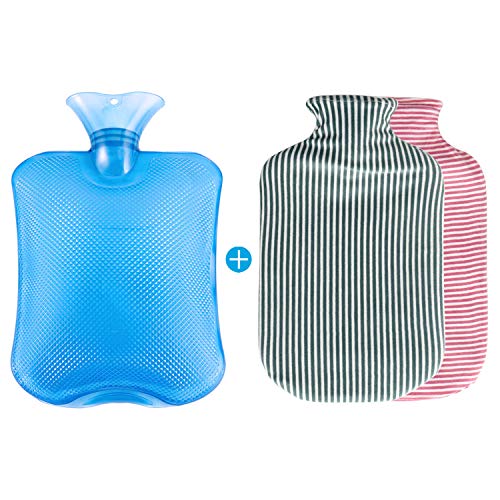 Bolsa de Agua Caliente, Bolsa caliente agua con cubierta de forro polar suave, Omasi de Agua Caliente Botella con funda,PVC, 1.8 litros,