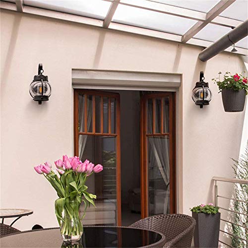 Hobaca E27 Classique Noir Imperméable Verre Applique Murale Exterieur Vintage Industrielle Luminaire Exterieur - IP44 - Image 7