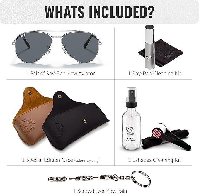 Image of Ray-Ban RB3625 NEW AVIATOR Pilot Shaped Sunglasses for Men & Women with Official RAYBAN Eyewear Kit