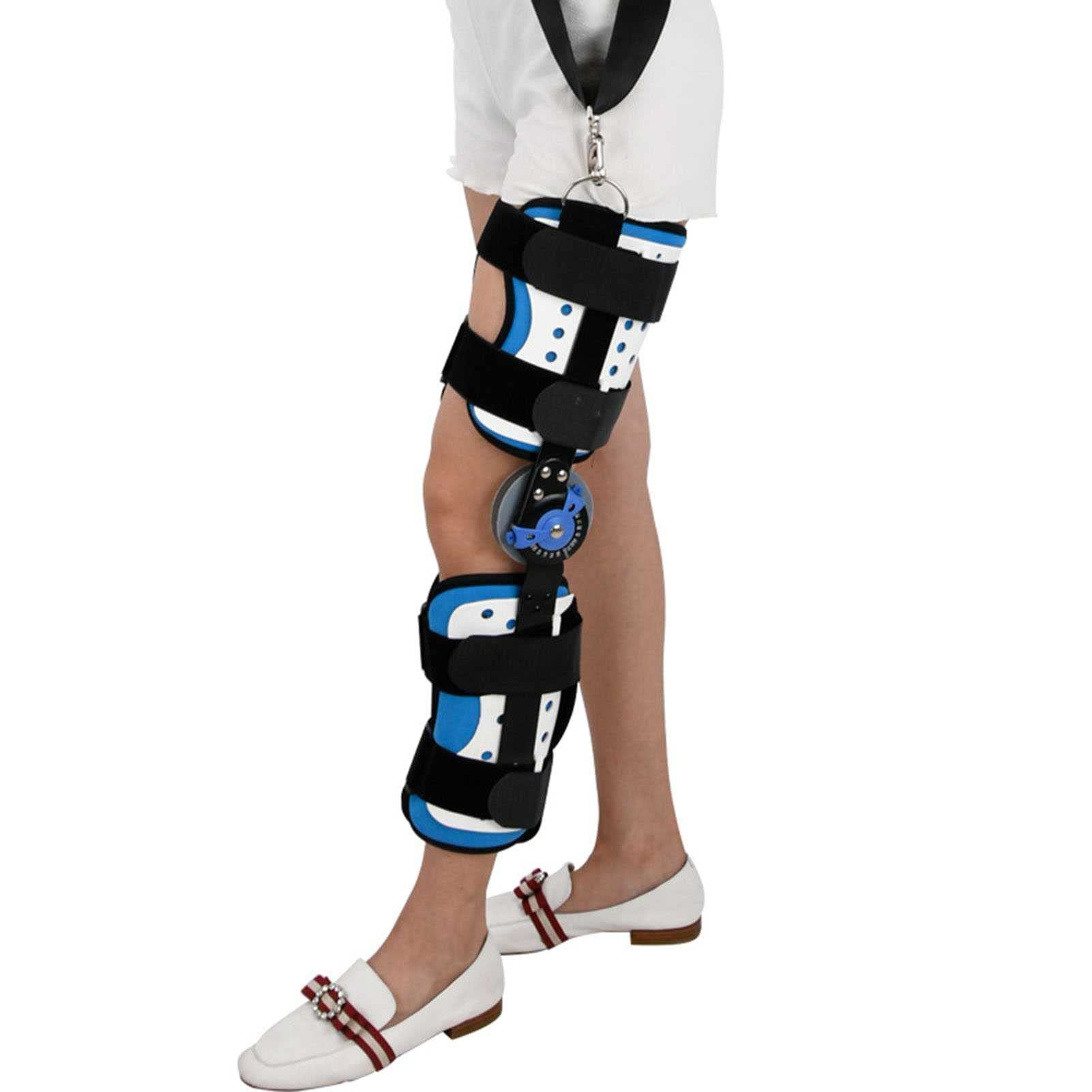 Ortesis de rodilla con bisagra Rodillera Rom con bisagras, abrazadera de fijación de articulación de rodilla ajustable ligamento postoperatorio menisco Protector de fractura de rodilla para hombres y