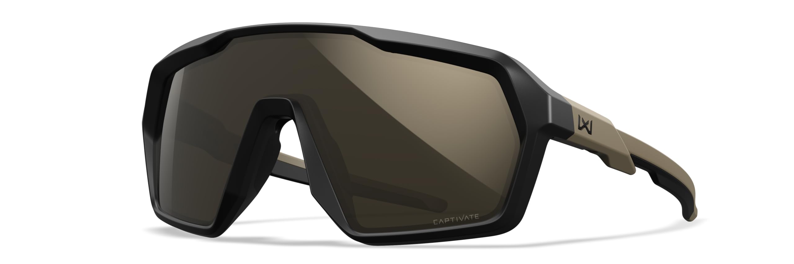 Wiley X Citadel Shield okulary przeciwsłoneczne ochronne UV tarcze strzeleckie wędkarskie rowerowe czarno-oprawione brązowe soczewki lustrzane tungstenowe