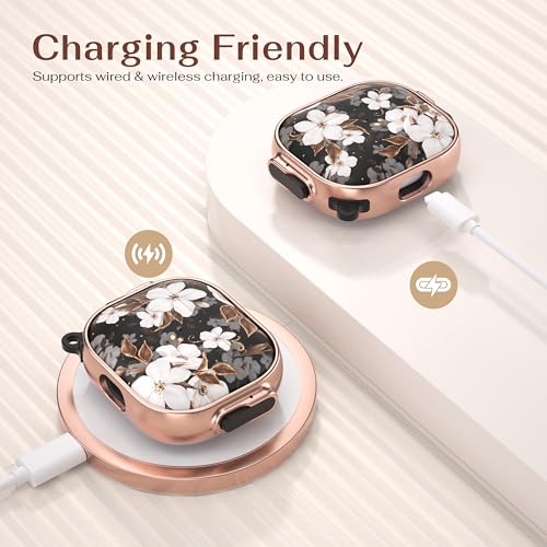 Image of Maxjoy for AirPods 3 Case with Lock, Flower AirPod 3 Case Lock Protective Hard AirPod 3rd Generation Cover for Women Men with Keychain for AirPods 3rd Generation Cover 2021,White