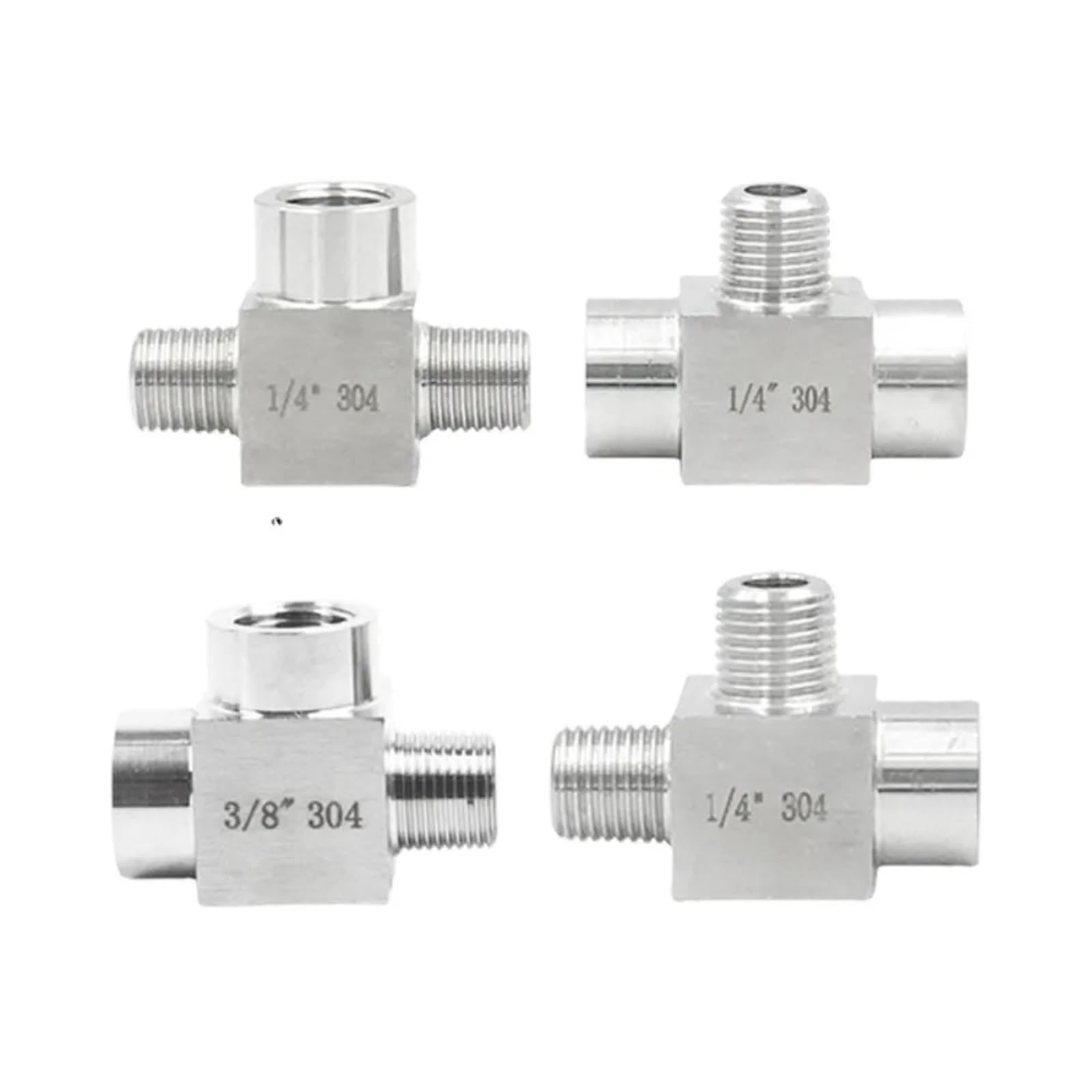 10 piezas de accesorios de tubería en T de acero inoxidable 304 de 3 vías, rosca NPT BSP de 0.12 pulgadas, 0.25 pulgadas, 1 cm y 0.5 pulgadas