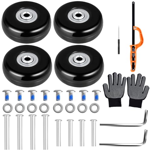 スーツケース キャスター 交換 4個セット 帯のこ (直径50mm 幅18mm) 車輪補修用 DIY 修理 キット 静音 キャリーケース用 交換車輪 補修キット 交換工具を装備