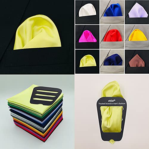 Eksel 25 Pack Pocket Squares For Men Handkerchief Assorted Solid Colors Set Party Weddings Elegance Collection #TOP6