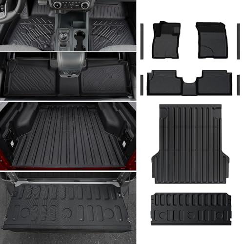 Mabett Truck Bed Mat with Tailgate Mat and Floor Mats with Door Sill Protectors for Ford Maverick Hybrid Model 2026 2022-2025 All - Weather TPE Liners Accessories(NOT fit Gasoline)