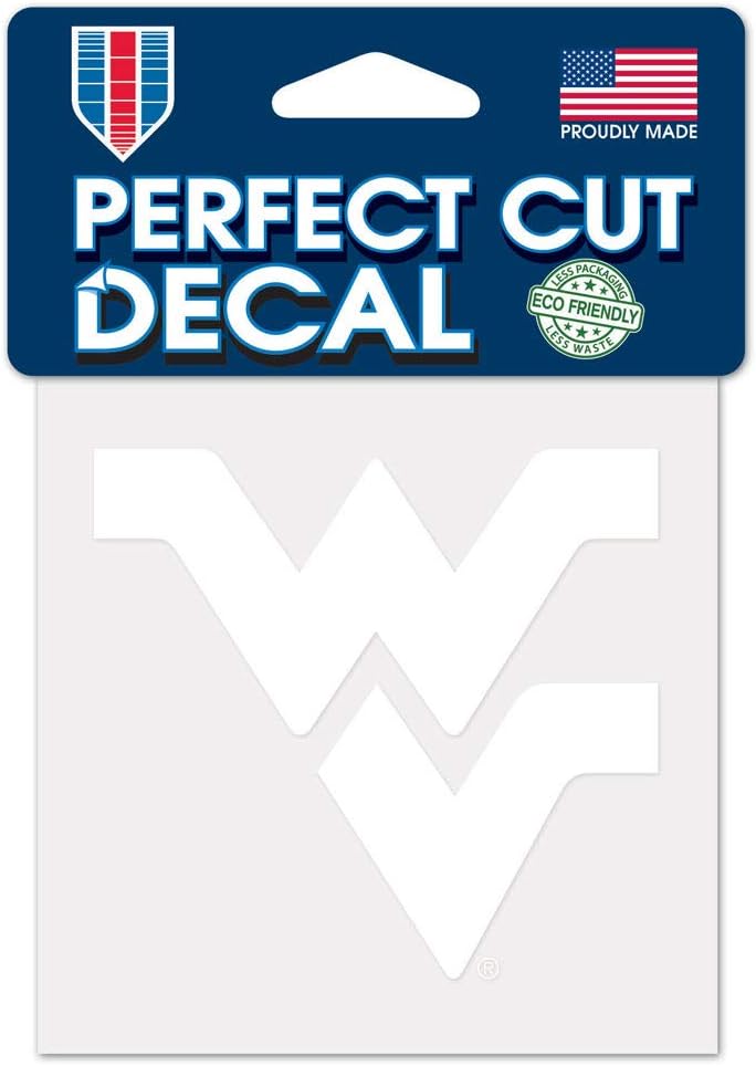 Wincraft NCAA West Virginia Mountaineers Decal4x4 Perfect Cut White Decal, Team Colors, One Size
