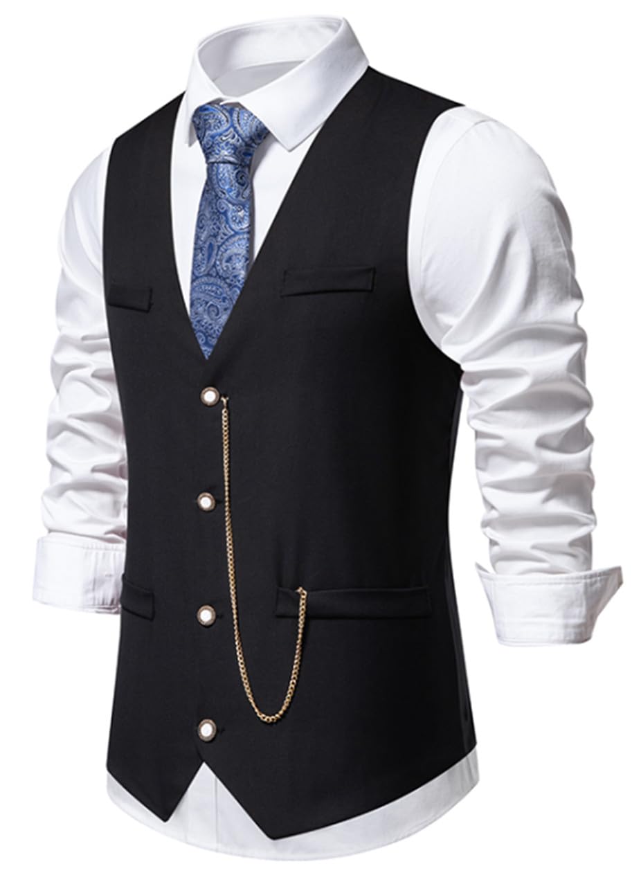 Gilet de Costume décontracté Pour Hommes Gilet Formel sans Manches à col en V Pour Mariage et Fête d'affaires ou Encore Tenue Quotidienne