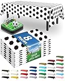 Pureegg Soccer Party Decorations 2026 Plastic Tablecloth Disposable 8 Pack, Rectangle Table Cover 54 x 108 Inch, Sturdy Leakproof Plastic Table Cloth for Soccer Birthday Party, White and Black Soccer
