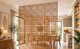 Woodtuct Teak Hanging Room Divider Panels β Warm Wood Privacy Screen, Geometric Decorative Partition, Modular Ceiling Divider (12 Panels Set)