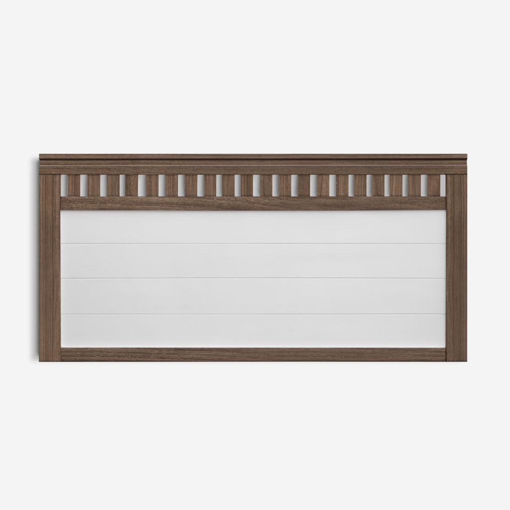 Muebles Cabecero de Madera Bora (Flotante), para Pared. para Camas de 135 | Cabezal Madera Pino | Dormitorio Matrimonio (Mixto: Nogal-Tablero Blanco, Cama 135 (145 cm))