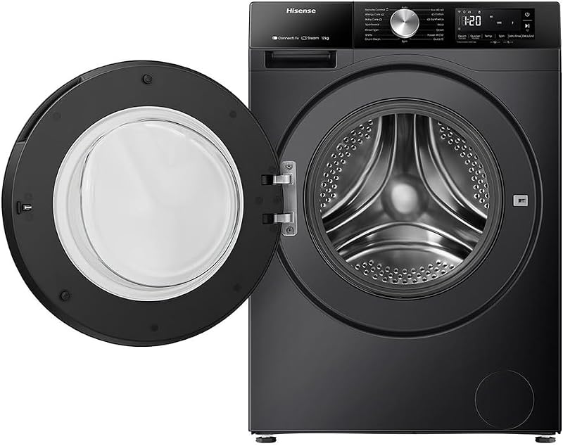 3S Series WF3S1243BB3 12KG Large Capacity, 1400 RPM, A Energy Class, Quick Wash, WiFi Enabled, LED Display, Black Freestanding Washing Machine - HxWxD MM (890x595x640) - 2 Year Warranty